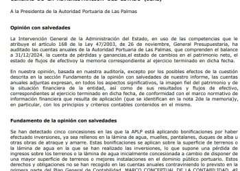 Auditoría del Puerto de Las Palmas: Hacienda advierte un desajuste de 14 millones en las cuentas anuales